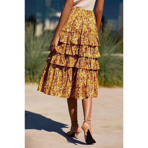 Anthropologie Floral A-Line Midi Skirt - Picture 4 of 6